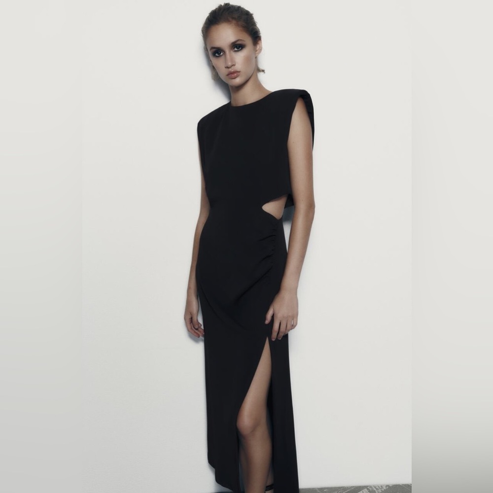 MIDI DRESS WITH CUT-OUT DETAIL - Black Like new! Used once!